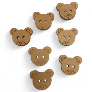 18mm Teddy Bear Head Wooden Buttons Knitting Sewing Crocheting Craft - Picture 1 of 32