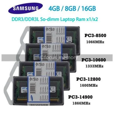 Samsung 4/8/16GB DDR3 1066MHz 1333MHz 1600MHz 1866MHz Laptop So-dimm Ram 204-pin - Image 1 of 4
