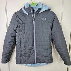 The North Face Fleece Lined Insulated Hooded Jacket Girl's Size: M 10/12 Gray - Picture 1 of 3