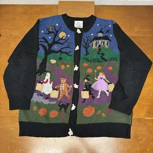 Vintage Susan Bristol Sweater Womens XL Trick-or-Treat Fall Pumpkin Halloween - Picture 1 of 16