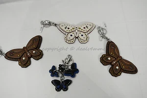 Coach F58996 /F58997 Studded Leather Butterfly Keyring/Key-Clip/ Bag Charm Brown - Picture 1 of 33