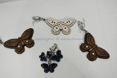 Chaveiro/clipe de chave/bolsa charme Coach F58996/F58997 couro cravejado borboleta marrom - Imagem 1 de 4