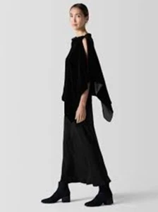 Neu mit Etikett Eileen Fisher Eileen Fisher schwarzer Samtponcho Größe OS UVP 248 $ - Bild 1 von 8