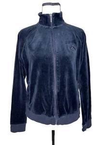 Lauren Ralph Lauren Active Black Velour Jacket Y2k Full Zip Crest Logo Women M - Bild 1 von 10