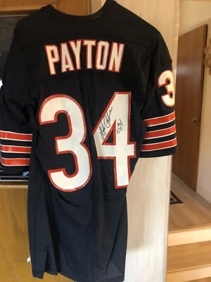 Camiseta firmada por Walter Payton con 34 ins Chicago Bears Beckett BAS firma fuerte Foto 1 de 2