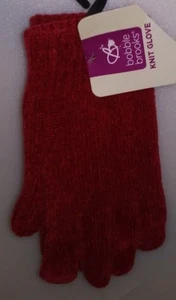 BOBBIE BROOKS 1 PAIR LADIES KNIT GLOVES RED WITH CORDUROY OUTER ONE SIZE A-16 - Bild 1 von 2