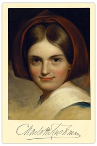 Charlotte Cushman Schauspielerin Legende Autogramm Foto Kabinett Karte Vintage RP - Bild 1 von 1