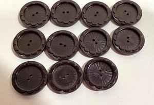 USA 50L button 12 PCS NEW s1 9/32" Deep brown, laser engraved petals/rays 2 hole - Picture 1 of 2