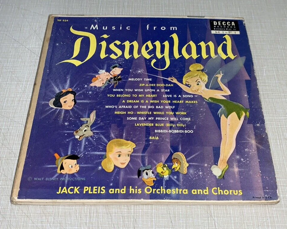 Jack Pleis Orchestra Music From Disneyland Rare 3 7", 45 RPM, EP Rare 1955 EX/EX - Image 1 of 4