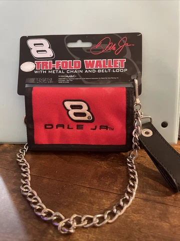 NASCAR *Dale Earnhardt Jr.*  Nylon Trifold Wallet W/ Chain and Leather Loop Cover