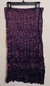 Robbie Bee Pleated Crepe Skirt Women's 10 Brown Lace Trim Tiered Ruffle - Picture 1 of 7