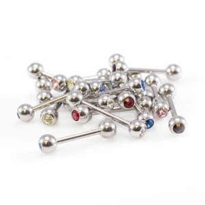 Straight Barbells 18g And 16g 3/8" With Double Jeweled Mix Of 9 Barbell - Picture 1 of 2