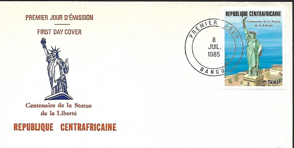 REPÚBLICA CENTROAFRICANA 1985 ANIVERSARIO DE LA ESTATUA DE LA LIBERTAD Foto 1 de 1