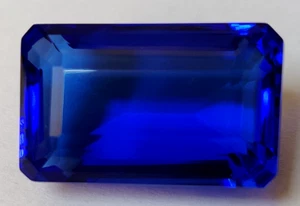 AAA+ 80 Ct. Large Blue Ceylon Sapphire Emerald Cut Stunning Loose Gemstone Gift - Picture 1 of 6