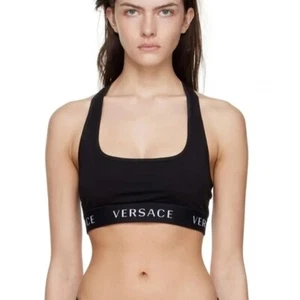 Versace Black Logo Band Racerback Sports Bra size 3 36 Medium - Picture 1 of 6