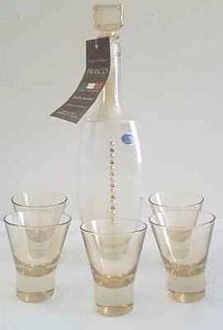 FRANCO Vatreire Cristallerie Italienische Glas Schnapsflasche Dekanter + Schnapsgläser - Bild 1 von 8