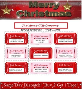 Love Christmas Day Coupons Vouchers Couple For Her Him Gift Present Mom Dad UK - Picture 1 of 2