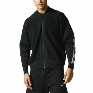 Adidas B46993 Men's Jacket Black Knit Bomber Sweatshirt Yoga (Size S) RRP £69 - Picture 1 of 5
