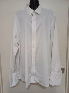 Boston Slim Fit Mens White Long Sleeve Shirt French Cuffs Size 48 - Picture 1 of 5