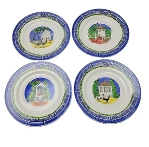 Andrea By Sadek Williamsburg Salad Dessert Plates Matthew Rice Set Of 4 Chickens - Picture 1 of 7