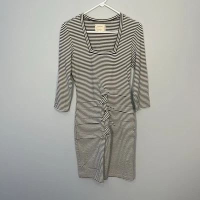 Artelier Nicole Miller Dress Womens Small Black White Striped Stretch Bodycon - Image 1 of 4