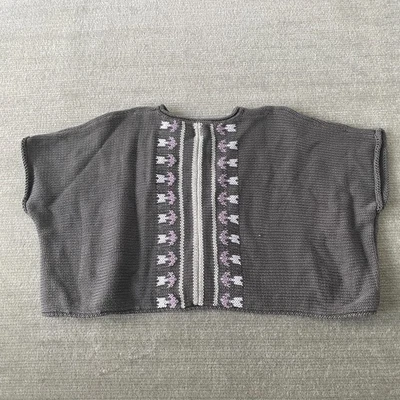 Чай коллекции свитер пончо девочек S 4-5 серый вязаный хлопок богемное повседневный классический - Изображение 1 из 4