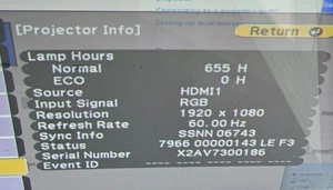 Epson PowerLite Projector 675W H745A 655 Hours #1050771 - Picture 1 of 8