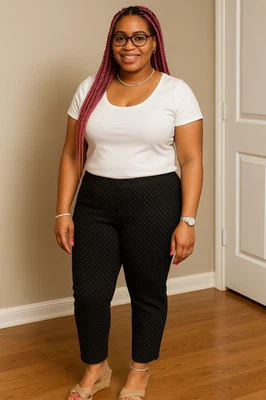 Pantalones al tobillo ajustados Nanette Lepore negros y blancos para mujer talla M elásticos Foto 1 de 4