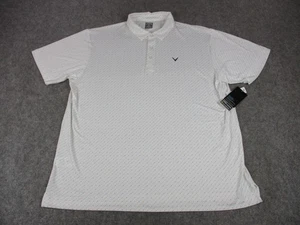 Callaway Polo Shirt Mens 2XL White Opti-Dri All Over Chev Print Golf UPF 50 - Picture 1 of 11