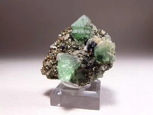 Gemmy Green Fluorite with Pyrite & Sphalerite from Peru - Picture 1 of 5