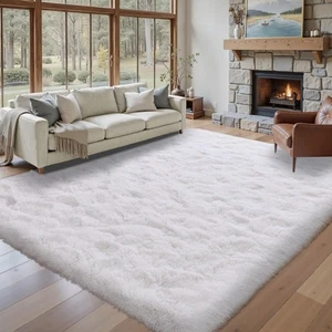 9x12 ft Fluffy White Rugs for Living Room Soft Fuzzy Bedroom Area Rug Non-Sli... - Picture 1 of 8