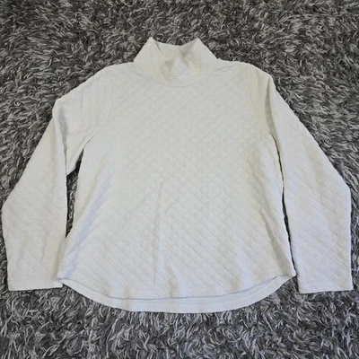 Pulôver feminino J.Crew XL marfim acolchoado diamante falso pescoço funil manga longa top - Imagem 1 de 4