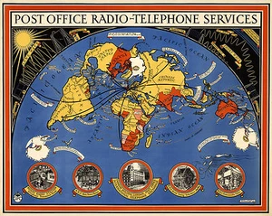 Post Office Ham Radio Map Telephone Services Operators Gift Poster Amateur ARRL - Picture 1 of 2