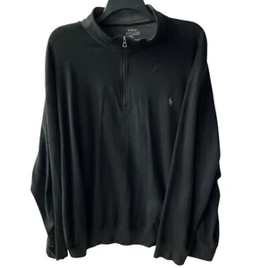 Polo by Ralph Lauren Sweater Mens 3XB Pullover 1/4 Zip Black Long Sleeve - Picture 1 of 7