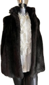 Vintage Komitor Faux Fur Vest Deep Brown Union Made Size L - Picture 1 of 12