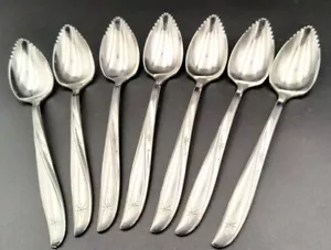 Set of 7 Oneida Community TWIN STAR pattern stainless fruit spoons 6" USA - Picture 1 of 8