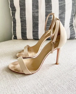 SCHUTZ Dive Strappy Sandal Stiletto size 8 Nude Leather - Picture 1 of 5