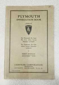 1935 Plymouth Owners Manual/Instruction Book First Edition (Code PJ) - Picture 1 of 5