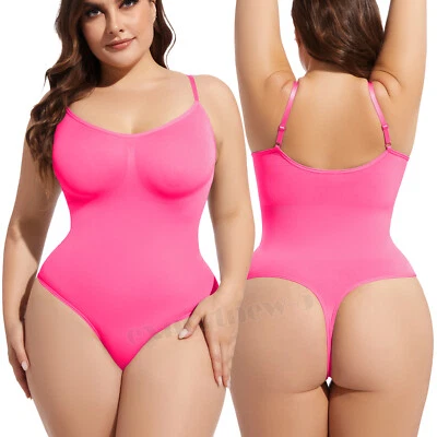 Women Tummy Control Body Defining Shaper Thong Unseamed Bodysuit Shapewear Tops - Image 1 of 4