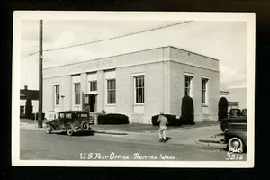 Post Office postcard Washington WA Renton cars gardens recruit sign Real Photo - Picture 1 of 2