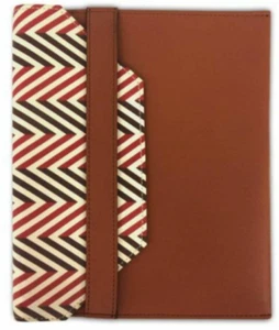Leather Tablet Case 10.1 in Tailored Protective Envelope Carrier Brown Chevron - Picture 1 of 11