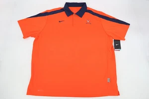 Nike Virginia Cavaliers Polo Mens XXL Orange Navy Dri Fit Wicking Shirt 2XL NWT - Picture 1 of 10