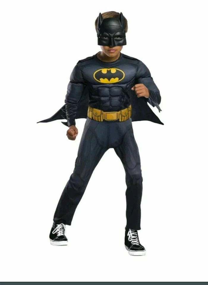 Batman DC Child Boys Halloween Costume Sz Larhe 10-12 Muscle Chest 3 PC Set