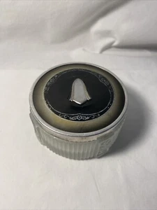 Vintage Round Dresser Powder Jar Vanity Glass Art Deco- As Is - Picture 1 of 21