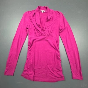 Cabi Top Women’s Small Pink Long Sleeve Draped V-Neck Pullover Stretch Ruched - Picture 1 of 6
