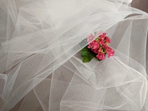 Tulle Illusion 108" white priced by yard, party decorations, free swatches. - Picture 1 of 3