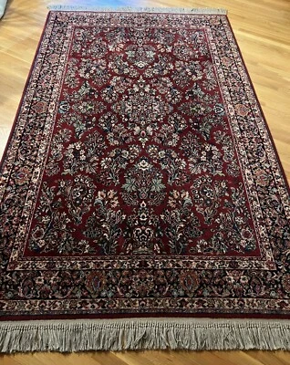 Alfombra de lana Karastan 785 Red Sarouk Runner con flecos ~ 9 pies X 5 pies 9 pulgadas Foto 1 de 4