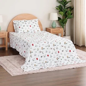 New Berkshire Peanuts Snoopy Sleepy Day Queen Sheet Set White 100% Polyester - Picture 1 of 7