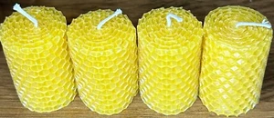 Handmade Pure Beeswax Honeycomb Votive Candle, 2.125" h, 1.5" d - Picture 1 of 10