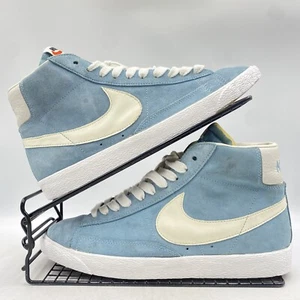 Nike Blazer Mid Blue Suede White Trainers Size UK 8 Mens Gym High Top Casual - Picture 1 of 8